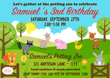 Load image into Gallery viewer, Petting Zoo Birthday Party Invitation Farm Animals Boy Girl Country Barn Boogie Bear Invitations Samuel Theme Paperless Printable Printed