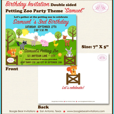 Petting Zoo Birthday Party Invitation Farm Animals Boy Girl Country Barn Boogie Bear Invitations Samuel Theme Paperless Printable Printed