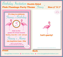 Load image into Gallery viewer, Pink Flamingo Birthday Party Invitation Girl Orange Flamingle Tropical Pool Boogie Bear Invitations Stacey Theme Paperless Printable Printed
