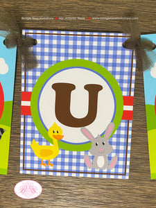 Petting Zoo Birthday Party Banner Name Farm Animals Boy Girl Country Barn Woodland Creatures Gingham Boogie Bear Invitations Samuel Theme