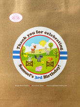 Load image into Gallery viewer, Petting Zoo Birthday Party Favor Bag Treat Paper Handled Farm Animals Boy Girl Country Barn Pig Gingham Boogie Bear Invitations Samuel Theme