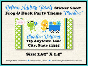 Frog Duck Spring Birthday Party Invitation Rainy Splash Garden Blue Boy Boogie Bear Charlton Invitations Theme Paperless Printable Printed