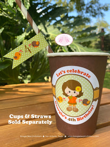 Autumn Girl Party Beverage Cups Paper Drink Birthday Harvest Fall Pumpkin Farm Rustic Woodland Animals Boogie Bear Invitations Georgia Theme
