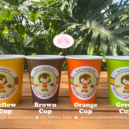 Autumn Girl Party Beverage Cups Paper Drink Birthday Harvest Fall Pumpkin Farm Rustic Woodland Animals Boogie Bear Invitations Georgia Theme