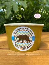 Load image into Gallery viewer, Grizzly Bear Party Treat Cups Candy Food Buffet Appetizer Paper Birthday Green Orange Blue Brown Kodiak Boogie Bear Invitations Nico Theme
