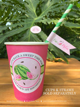 Load image into Gallery viewer, Pink Watermelon Party Beverage Cups Paper Drink Birthday Girl One In Melon Two Sweet Summer Farm Green Boogie Bear Invitations Darlene Theme