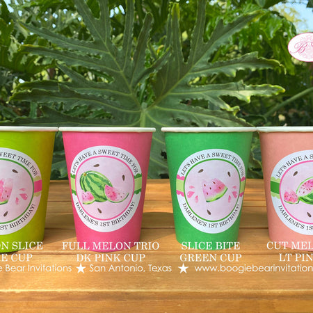 Pink Watermelon Party Beverage Cups Paper Drink Birthday Girl One In Melon Two Sweet Summer Farm Green Boogie Bear Invitations Darlene Theme
