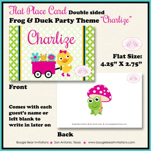 Frog Duck Birthday Party Favor Card Appetizer Food Folded Tent Girl Pink Spring Garden Rain Boogie Bear Invitations Charlize Theme Printed
