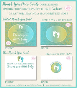 Footprints Ombré Baby Shower Party Thank You Cards Swirls Little Modern Reveal Boy Girl Formal Boogie Bear Invitations Teresa Theme Printed