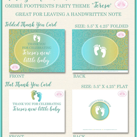 Footprints Ombré Baby Shower Party Thank You Cards Swirls Little Modern Reveal Boy Girl Formal Boogie Bear Invitations Teresa Theme Printed