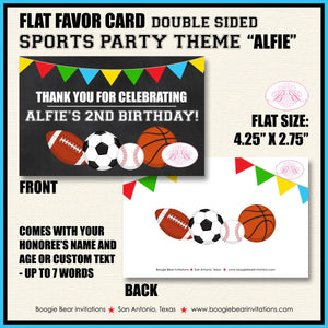 Sports Birthday Party Favor Card Appetizer Food Place Sign Label Girl Boy Chalkboard Ball Play Baseball Boogie Bear Invitations Alfie Theme