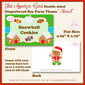 Gingerbread Boy Birthday Party Favor Card Appetizer Food Place Sign Label Winter Snowflake Christmas Boogie Bear Invitations Hansel Theme