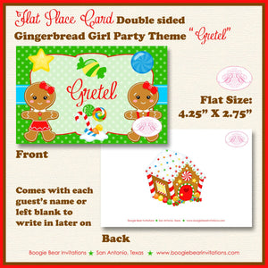 Gingerbread Girl Birthday Party Favor Card Appetizer Food Place Sign Label Winter Snowflake Christmas Boogie Bear Invitations Gretel Theme