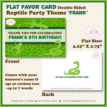 Load image into Gallery viewer, Reptile Bug Birthday Party Favor Card Tent Place Food Appetizer Folded Flat Snake Frog Lizard Jungle Zoo Boogie Bear Invitations Frank Theme