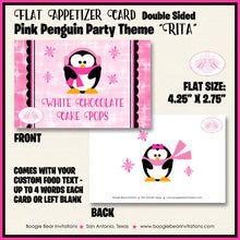 Load image into Gallery viewer, Pink Penguin Baby Shower Favor Card Tent Appetizer Food Girl Winter Little Snowflake Christmas Boogie Bear Invitations Rita Theme Printed