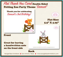 Load image into Gallery viewer, Petting Zoo Party Thank You Card Birthday Girl Boy Farm Animals Country Barn Woodland Creatures Boogie Bear Invitations Samuel Theme Printed