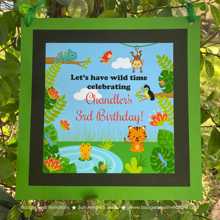 Rain Forest Birthday Party Door Banner Outdoor Monkey Snake Gecko Boy Girl Amazon Amazon Jungle Zoo Boogie Bear Invitations Chandler Theme