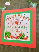 Load image into Gallery viewer, Red Watermelon Birthday Party Door Banner Birthday Girl Boy One In a Melon Two Sweet Green Summer Kids Boogie Bear Invitations Marlene Theme