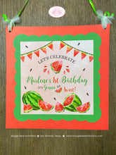 Load image into Gallery viewer, Red Watermelon Birthday Party Door Banner Birthday Girl Boy One In a Melon Two Sweet Green Summer Kids Boogie Bear Invitations Marlene Theme