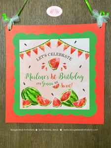 Red Watermelon Birthday Party Door Banner Birthday Girl Boy One In a Melon Two Sweet Green Summer Kids Boogie Bear Invitations Marlene Theme