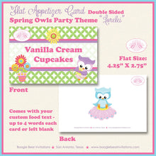 Load image into Gallery viewer, Spring Owls Birthday Party Favor Card Appetizer Food Place Sign Label Easter Grow Flower Garden Bird Boogie Bear Invitations Lorelei Theme