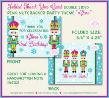 Load image into Gallery viewer, Pink Nutcracker Party Thank You Cards Birthday Winter Christmas Ballet Girl Blue Green Snowflake Boogie Bear Invitations Clara Theme Printed