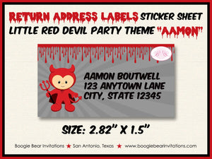 Little Red Devil Birthday Party Invitation Halloween Bloody Costume Boy Girl Boogie Bear Invitations Aamon Theme Paperless Printable Printed