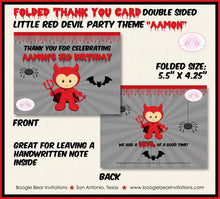 Load image into Gallery viewer, Little Red Devil Party Thank You Card Note Birthday Halloween Bloody Costume Boy Girl Dracula Boogie Bear Invitations Aamon Theme Printed