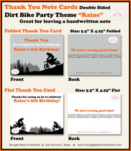 Load image into Gallery viewer, Dirt Bike Birthday Party Thank You Card Orange Black Grey Boy Motocross Enduro Track Racing Ride Boogie Bear Invitations Raine Theme Printed