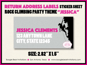 Pink Girl Rock Climbing Party Invitation Birthday Mountain Hike Rock Wall Indoor Bouldering Boogie Bear Invitations Jessica Theme Printed