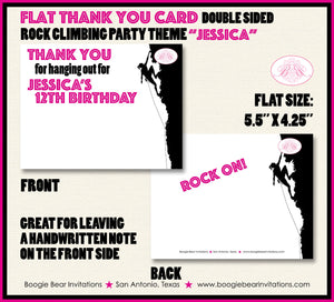 Rock Climbing Birthday Party Thank You Card Mountain Hike Rock Wall Sports Athletic Girl Climb Boogie Bear Invitations Jessica Theme Printed