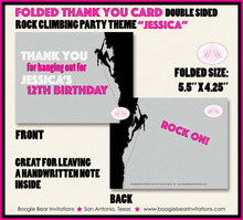 Load image into Gallery viewer, Rock Climbing Birthday Party Thank You Card Mountain Hike Rock Wall Sports Athletic Girl Climb Boogie Bear Invitations Jessica Theme Printed