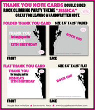 Load image into Gallery viewer, Rock Climbing Birthday Party Thank You Card Mountain Hike Rock Wall Sports Athletic Girl Climb Boogie Bear Invitations Jessica Theme Printed