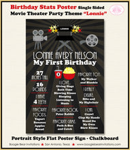 Load image into Gallery viewer, Movie Theater Birthday Party Sign Stats Poster Flat Frameable Chalkboard Milestone Actor Motion Picture Boogie Bear Invitations Lonnie Theme