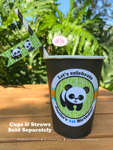 Panda Bear Birthday Party Beverage Cups Paper Drink Boy Blue Black Yellow Green Zoo Wild Jungle Animals Boogie Bear Invitations Justin Theme
