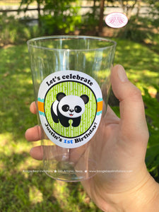Panda Bear Birthday Party Beverage Cups Plastic Drink Boy Blue Black Yellow Green Wild Jungle Animals Boogie Bear Invitations Justin Theme