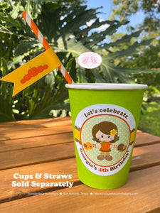 Autumn Girl Party Beverage Cups Paper Drink Birthday Harvest Fall Pumpkin Farm Rustic Woodland Animals Boogie Bear Invitations Georgia Theme