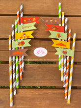Load image into Gallery viewer, Autumn Girl Party Pennant Straws Paper Drink Birthday Harvest Fall Pumpkin Farm Apple Woodland Animals Boogie Bear Invitations Georgia Theme
