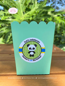 Panda Bear Party Popcorn Boxes Mini Favor Buffet Food Birthday Boy Blue Black Yellow Green Zoo Jungle Boogie Bear Invitations Justin Theme