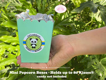 Load image into Gallery viewer, Panda Bear Party Popcorn Boxes Mini Favor Buffet Food Birthday Boy Blue Black Yellow Green Zoo Jungle Boogie Bear Invitations Justin Theme