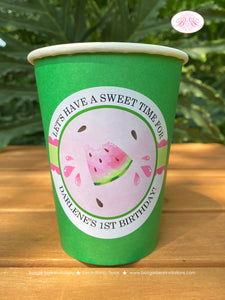 Pink Watermelon Party Beverage Cups Paper Drink Birthday Girl One In Melon Two Sweet Summer Farm Green Boogie Bear Invitations Darlene Theme