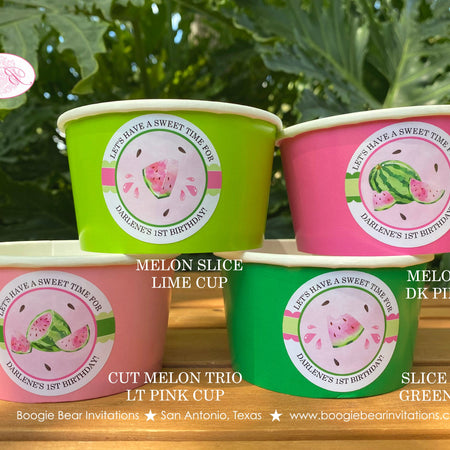 Pink Watermelon Party Treat Cups Candy Food Buffet Appetizer Birthday Girl One In Melon Green Boogie Bear Invitations Darlene Theme