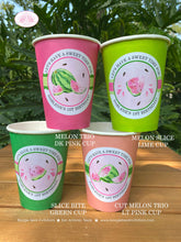 Load image into Gallery viewer, Pink Watermelon Party Beverage Cups Paper Drink Birthday Girl One In Melon Two Sweet Summer Farm Green Boogie Bear Invitations Darlene Theme