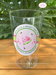 Pink Watermelon Party Beverage Cups Plastic Drink Birthday Girl One In Melon Two Sweet Summer Green Boogie Bear Invitations Darlene Theme