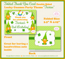 Load image into Gallery viewer, St. Patrick&#39;s Day Gnomes Party Thank You Cards Birthday Boy Girl Lucky Green Shamrock Orange Boogie Bear Invitations Tristan Theme Printed