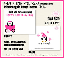 Load image into Gallery viewer, Pink Penguin Baby Shower Party Thank You Cards Girl Winter Little Snowflake Star Snow Christmas Boogie Bear Invitations Rita Theme Printed