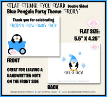 Load image into Gallery viewer, Blue Penguin Baby Shower Party Thank You Cards Girl Winter Little Snowflake Star Snow Christmas Boogie Bear Invitations Rory Theme Printed