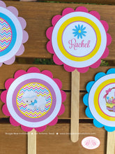 Load image into Gallery viewer, Spring Lambs Cupcake Toppers Birthday Party Sheep Girl Easter Pink Yellow Purple Farm Animals Flower Boogie Bear Invitations Rachel Theme