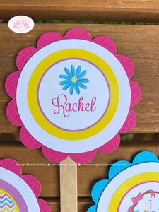 Spring Lambs Cupcake Toppers Birthday Party Sheep Girl Easter Pink Yellow Purple Farm Animals Flower Boogie Bear Invitations Rachel Theme