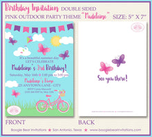 Load image into Gallery viewer, Pink Butterfly Birthday Party Invitation Girl Purple Outdoor Summer Park Boogie Bear Invitations Madeleine Theme Paperless Printable Printed